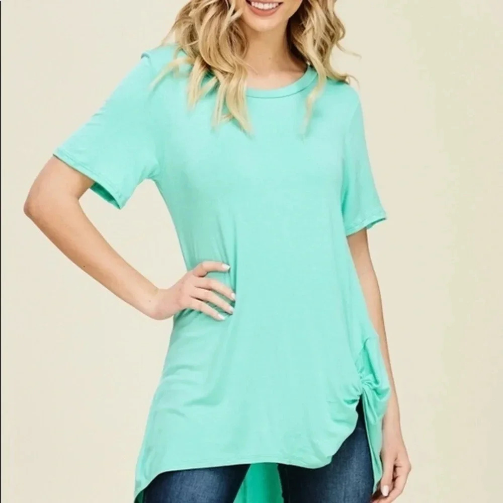 NWT annabelle boutique knit tunic side knot high low western casual travel